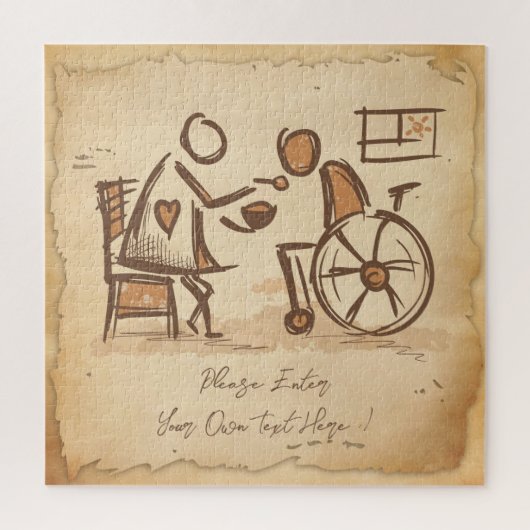 ヴィンテージオールドファッション介護士、介護助手 ジグソーパズル (縦)