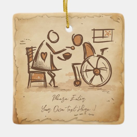 ヴィンテージオールドファッション介護士、介護助手 セラミックオーナメント (正面)