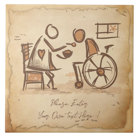 ヴィンテージオールドファッション介護士、介護助手 タイル (正面)