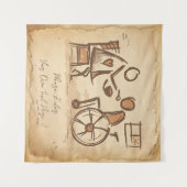 ヴィンテージオールドファッション介護士、介護助手 タペストリー (正面(横))