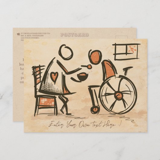 ヴィンテージオールドファッション介護士、介護助手 ポストカード (正面/裏面)