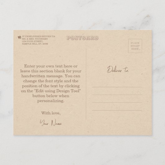 ヴィンテージオールドファッション介護士、介護助手 ポストカード (裏面)