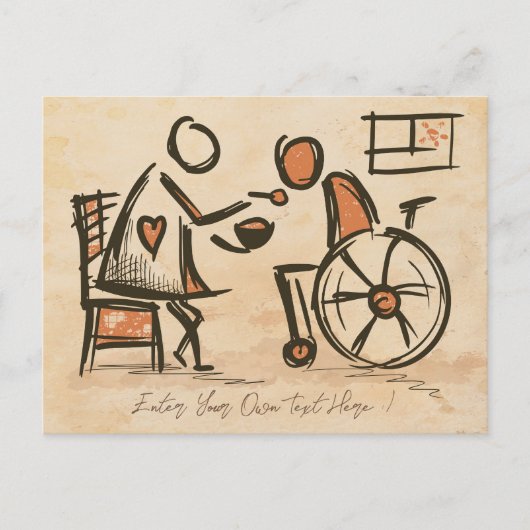 ヴィンテージオールドファッション介護士、介護助手 ポストカード (正面)