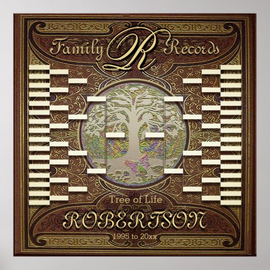 ヴィンテージオールドブックカスタムファミリーツリーテンプレート ポスター (正面)
