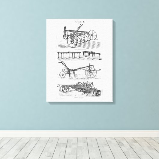 ヴィンテージオールドプラウファーム機器農耕プラウ キャンバスプリント (インサイチュ (ウッドフロア))