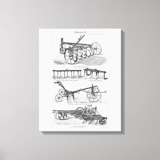 ヴィンテージオールドプラウファーム機器農耕プラウ キャンバスプリント (正面)