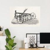 ヴィンテージオールドプラウファーム機器農耕プラウ ポスター (ホームオフィス)