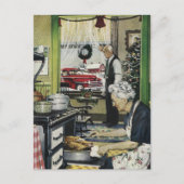 ヴィンテージオールドホームファッションドキッチンクリスマスポスト シーズンポストカード (正面)