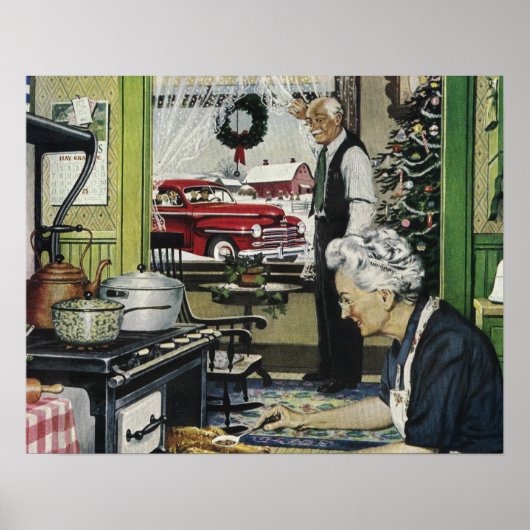 ヴィンテージオールドホームファッションドクリスマス ポスター (正面)