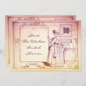 ヴィンテージオールドマザーラージキッチンブライダルシャワー 招待状 (正面/裏面)