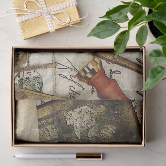 ヴィンテージオールドメールエフェメラデクページティッシュペーパー 薄葉紙 (ギフト)