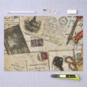 ヴィンテージオールドメールエフェメラデクページティッシュペーパー 薄葉紙 (クラフト)