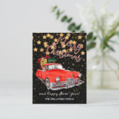 ヴィンテージオールドレッドカーメリークリスマス ポストカード (スタンド正面)