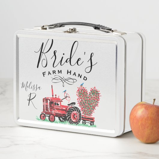ヴィンテージオールドレッドトラクターハートブライドファームハンド メタルランチボックス (インサイチュ)