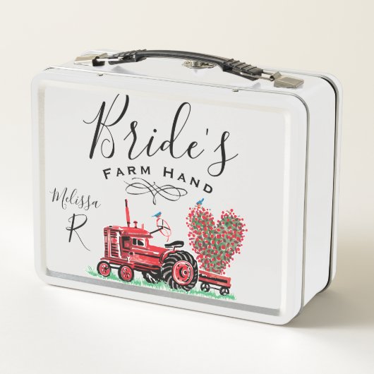 ヴィンテージオールドレッドトラクターハートブライドファームハンド メタルランチボックス (裏面)