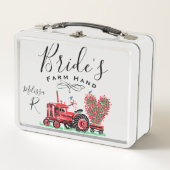 ヴィンテージオールドレッドトラクターハートブライドファームハンド メタルランチボックス (正面)