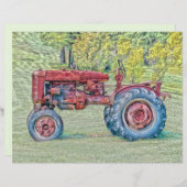 ヴィンテージオールドレッド素朴ファームトラクター (正面/裏面)