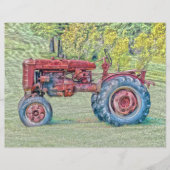 ヴィンテージオールドレッド素朴ファームトラクター (正面)