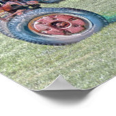 ヴィンテージオールドレッド素朴ファームトラクター ポスター (角)