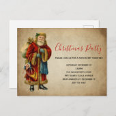 ヴィンテージオールドワールドクリスマスサンタクロース インビテーションポストカード (正面/裏面)