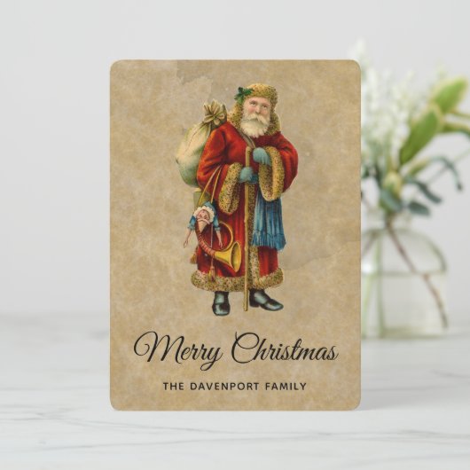 ヴィンテージオールドワールドクリスマスサンタクロース シーズンカード (スタンド正面)