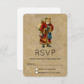 ヴィンテージオールドワールドクリスマスサンタクロース 出欠カード (正面/裏面)