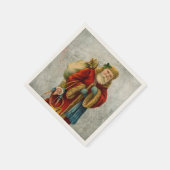 ヴィンテージオールドワールドクリスマスサンタ スタンダードカクテルナプキン (角)