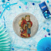 ヴィンテージオールドワールドクリスマスサンタ ペーパープレート (パーティー)