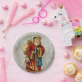 ヴィンテージオールドワールドクリスマスサンタ ペーパープレート (パーティー)