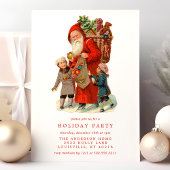 ヴィンテージオールドワールドサンタクロースキッズホリデーパーティー 招待状