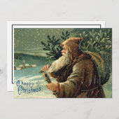 ヴィンテージオールドワールドサンタクロース&クリスマスツリー シーズンカード (正面/裏面)