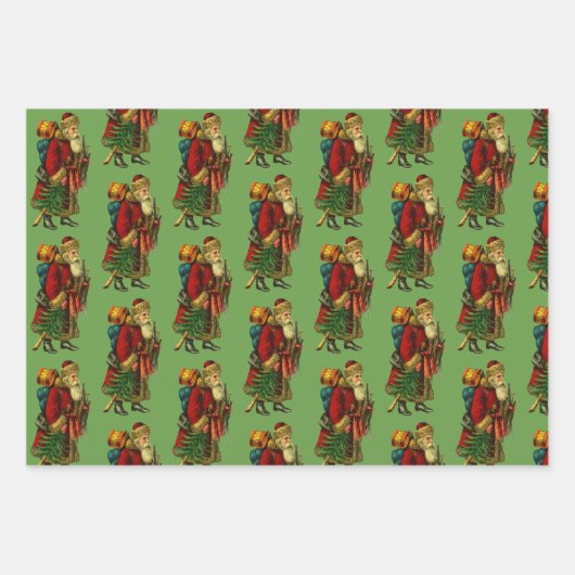 ヴィンテージオールドワールドサンタス ラッピングペーパーシート (正面)