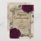 ヴィンテージオールドワールドダークバラバタフライキンセアニラ 招待状 (正面/裏面)