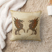 ヴィンテージオールドワールドドラゴンのパーチメント効果 クッション (ブランケット)