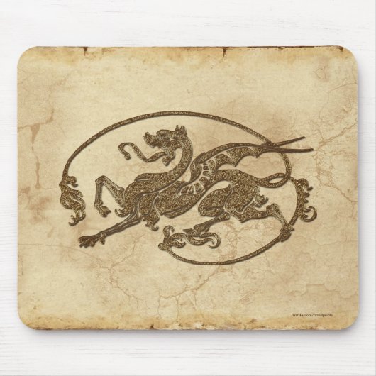 ヴィンテージオールドワールドドラゴンのパーチメント効果 マウスパッド (正面)