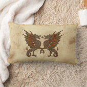 ヴィンテージオールドワールドドラゴンのパーチメント効果 ランバークッション (ブランケット)