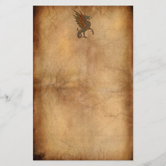 ヴィンテージオールドワールドドラゴンのパーチメント効果 便箋 (正面)
