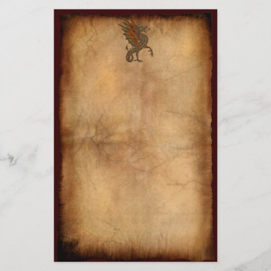ヴィンテージオールドワールドドラゴンのパーチメント効果 便箋 (正面)