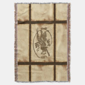 ヴィンテージオールドワールドドラゴンオンパーチフェイクメント スローブランケット (正面縦)