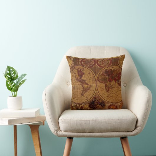 ヴィンテージオールドワールドマップデコークッション装飾用クッション クッション (椅子)