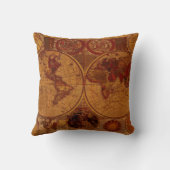 ヴィンテージオールドワールドマップデコークッション装飾用クッション クッション (裏面)