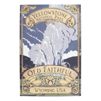 ヴィンテージオールド忠実イエローストーン国立公園 メタルプリント