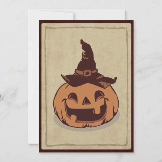ヴィンテージオールド紙とカボチャハローウィンパーティ 招待状 (裏面)