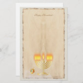 ヴィンテージオールド紙ハヌカーパーティーフェスティバルの光 便箋 (正面/裏面)