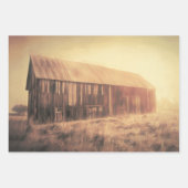 ヴィンテージオールド素朴ブラウンバーンインフィールドサンライズアート ラッピングペーパーシート (正面)