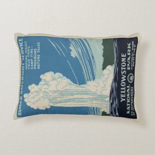 ヴィンテージオールド・忠実イエローストーン国立公園 アクセントクッション (裏面)