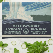 ヴィンテージオールド・忠実イエローストーン国立公園 キッチンタオル (折り畳み)
