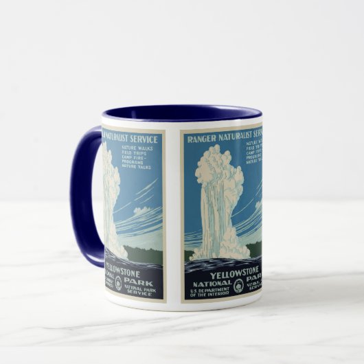 ヴィンテージオールド・忠実イエローストーン国立公園 マグカップ (正面左)