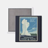 ヴィンテージオールド・忠実イエローストーン国立公園 マグネット (正面/裏面)