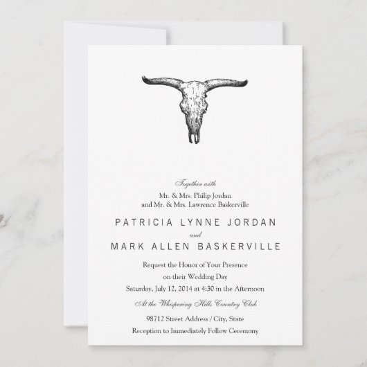 ヴィンテージオーロックススカルイラストレーション 招待状 (正面)